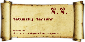 Matuszky Mariann névjegykártya